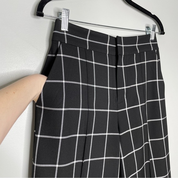 Alice + Olivia Dylan High Waist Wide Leg Windowpane Print Pants In Black Size 6 - Picture 5 of 9
